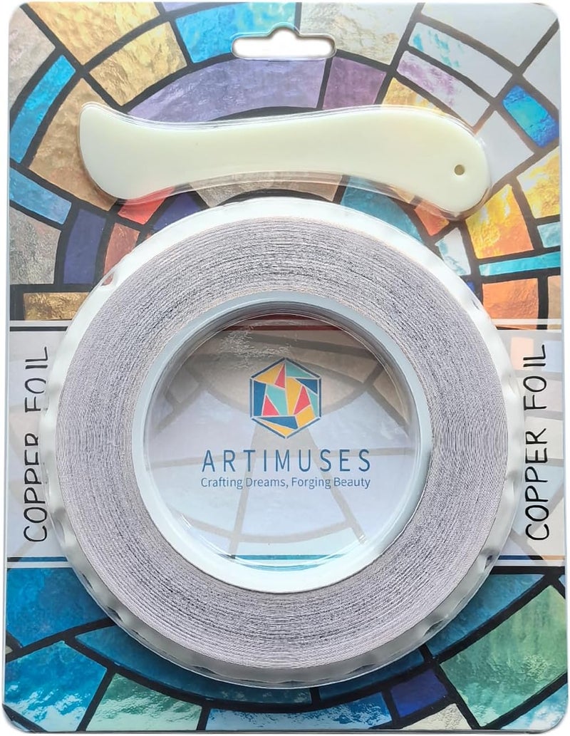 ARTIMUSES 1/4 Inch Black Backed Copper Foil Tape for Stained Glass,36 Yards (2Rolls) - Image 1
